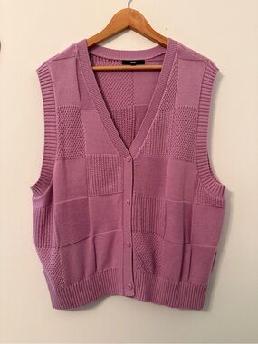 Vans Lavender Patchwork Knit Button-Front Vest